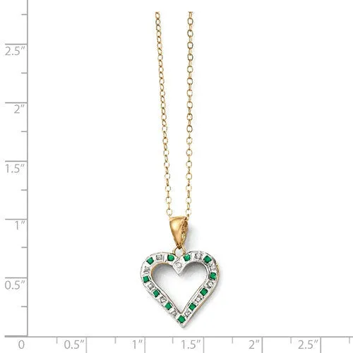 Sterling Silver & Gold-Plated Diamond & Emerald Heart Necklace