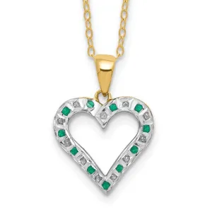 Sterling Silver & Gold-Plated Diamond & Emerald Heart Necklace