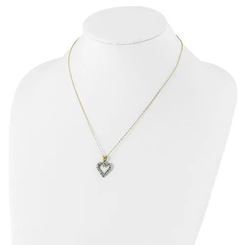Sterling Silver & Gold-Plated Diamond & Emerald Heart Necklace