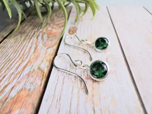 Sterling Silver Emerald Green CZ Drop Earrings