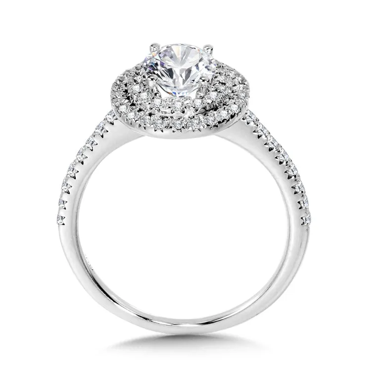 Straight Oval Double-Halo Engagement Ring