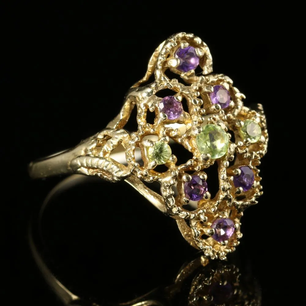 Suffragette Ring Marquise Amethyst Peridot 9Ct Gold