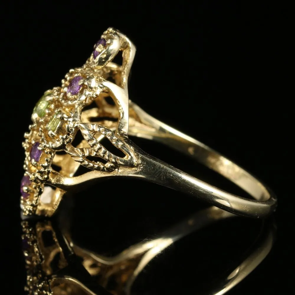 Suffragette Ring Marquise Amethyst Peridot 9Ct Gold