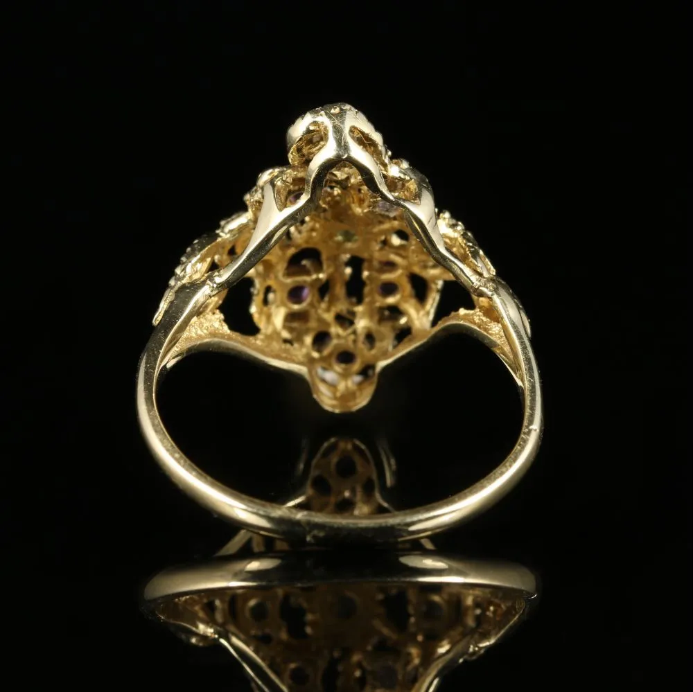 Suffragette Ring Marquise Amethyst Peridot 9Ct Gold