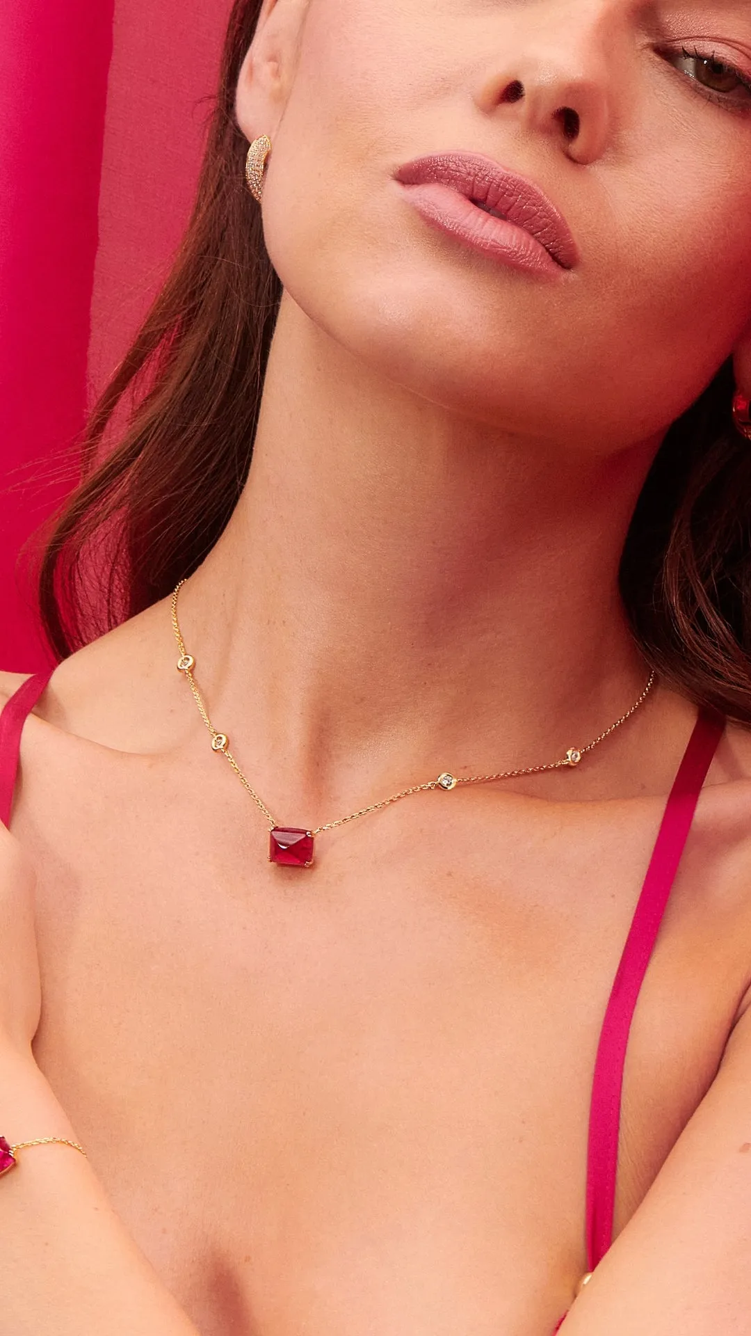 Sugarloaf Necklace Ruby Gold Vermeil