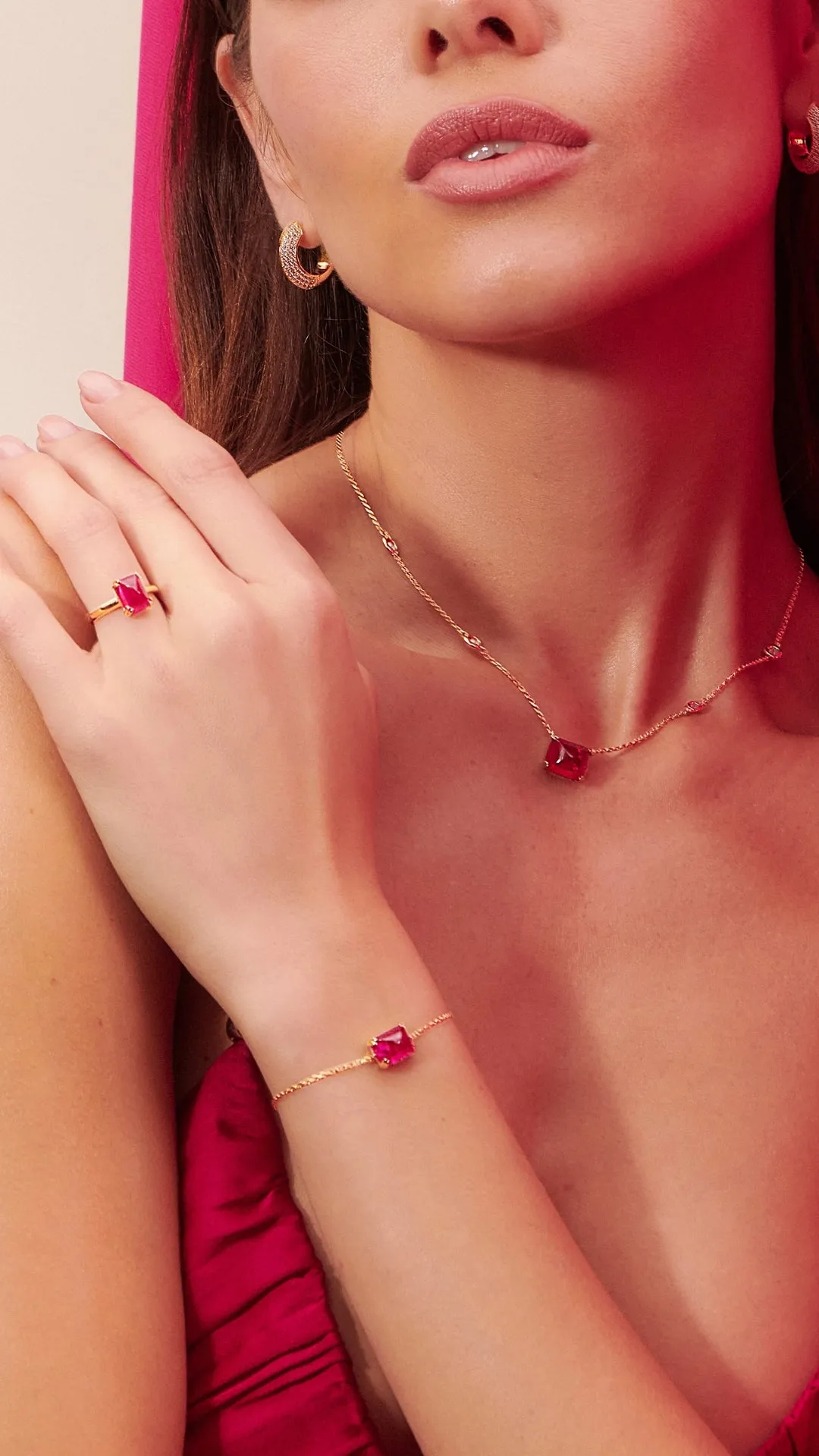 Sugarloaf Necklace Ruby Gold Vermeil