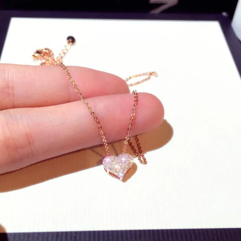Sweet and Simple Mini Sparkling Heart Necklace