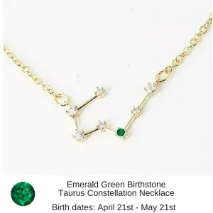 Taurus Constellation Zodiac Necklace with Emerald Birthstone - "Star Candy"