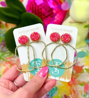 Taylor Shaye Coral Rectangle Hoops