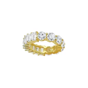 THE EMERALD CUT ROUND STONE ETERNITY BAND
