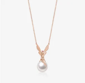 THIALH - DATURA • ASTRA - 18K Rose Gold Ruby and Pearl Necklace