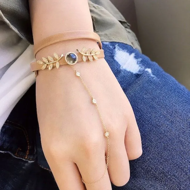 Three Diamond Hand Chain Bracelet