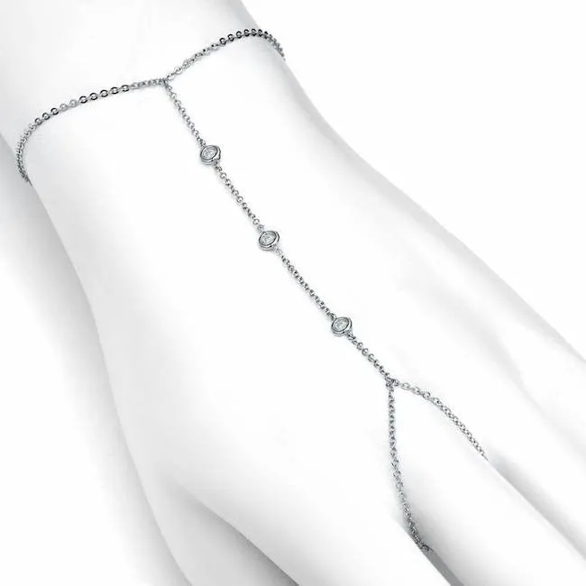 Three Diamond Hand Chain Bracelet