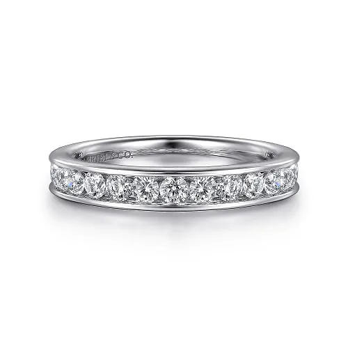 Toledo - 14K White Gold Channel Set Diamond Wedding Band - 0.75ct