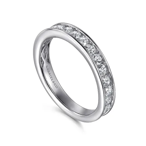Toledo - 14K White Gold Channel Set Diamond Wedding Band - 0.75ct