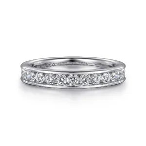 Toledo - 14K White Gold Channel Set Diamond Wedding Band - 0.75ct