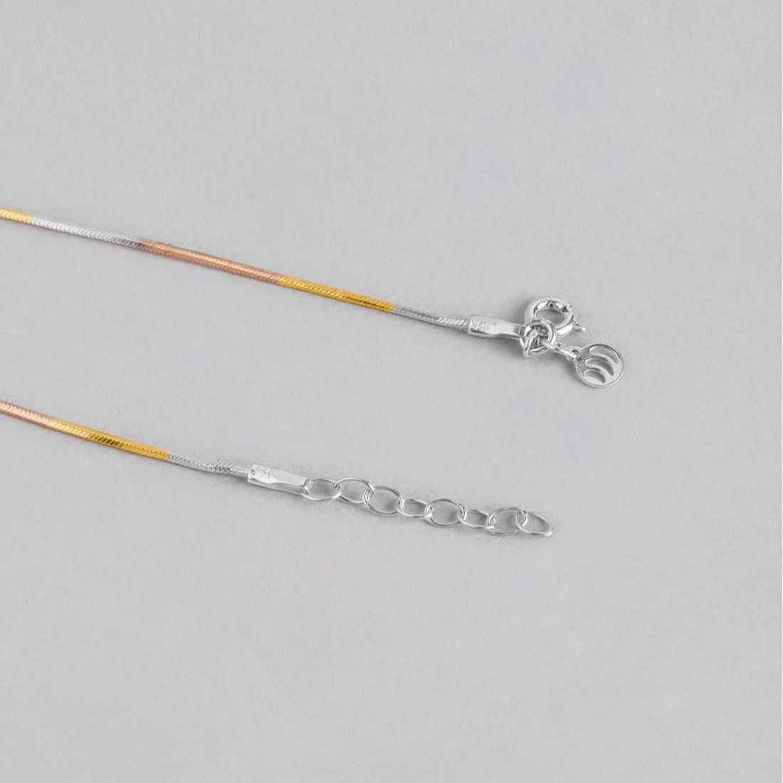 Triple Tone Serpent 925 Sterling Silver Anklet