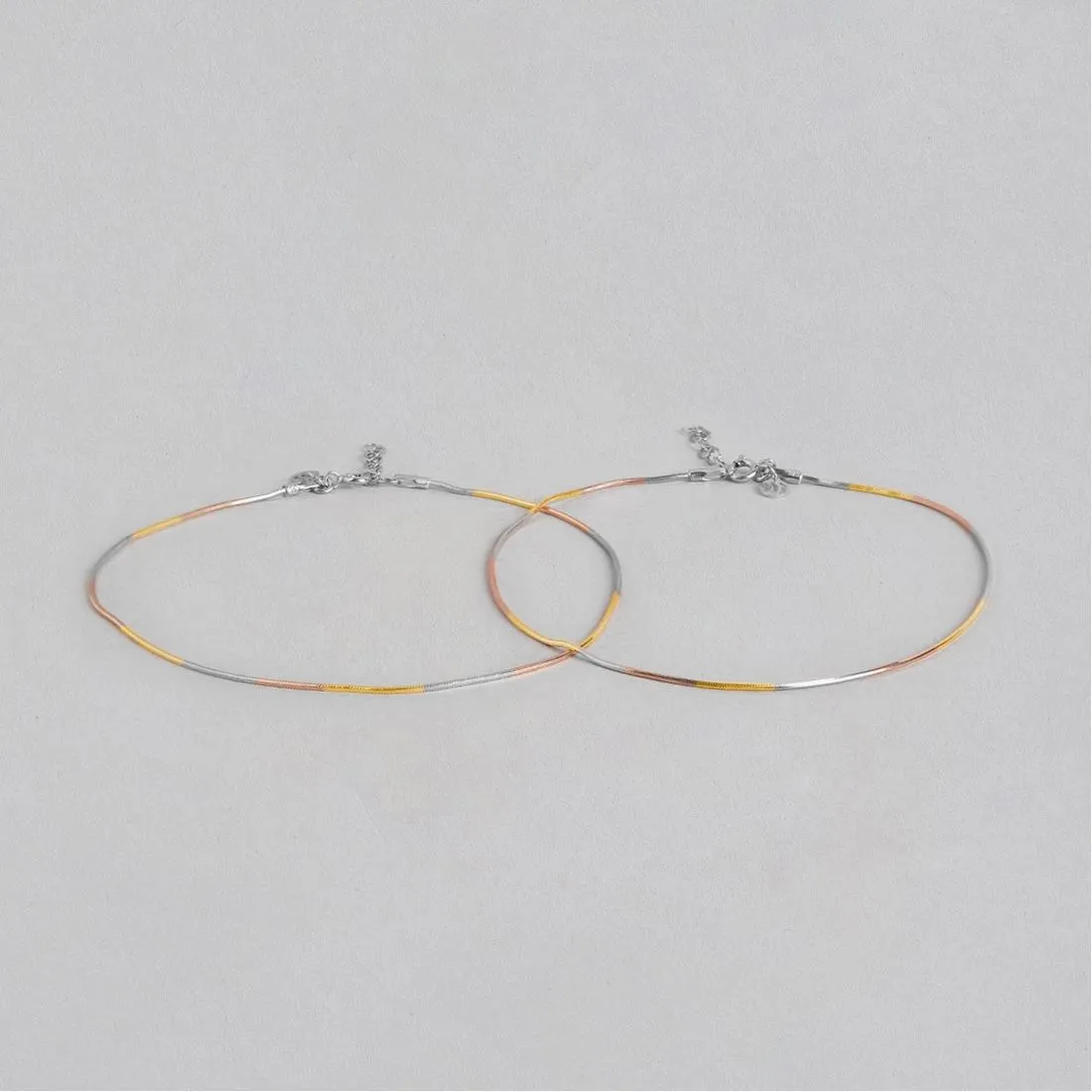 Triple Tone Serpent 925 Sterling Silver Anklet