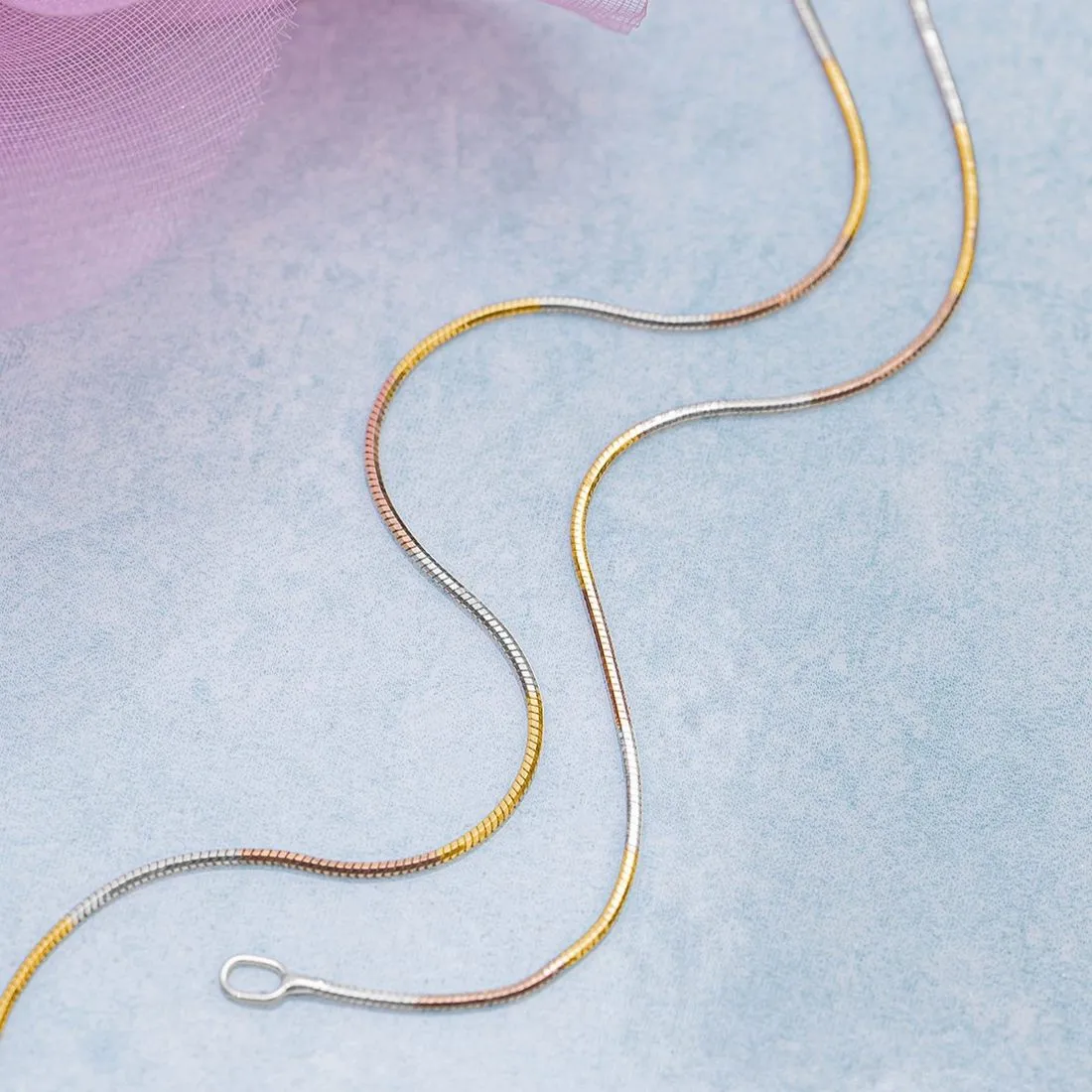 Triple Tone Serpent 925 Sterling Silver Anklet