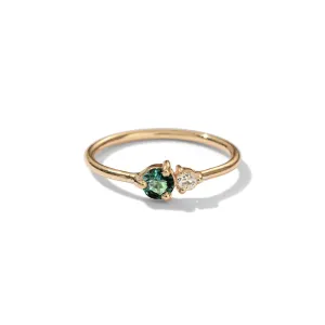 Unity Ring, Teal Sapphire, 9kt Yellow Gold