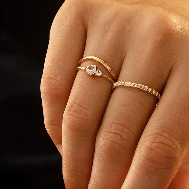 Unity Ring, White Topaz, 9kt Yellow Gold