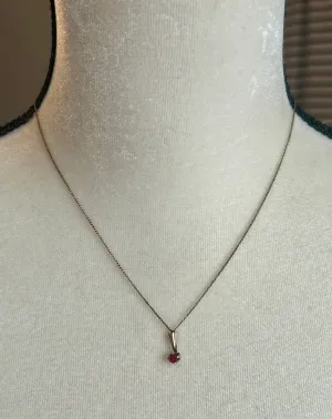 Vintage 14k Yellow Gold Filled Faux Ruby Pendant Chain Necklace