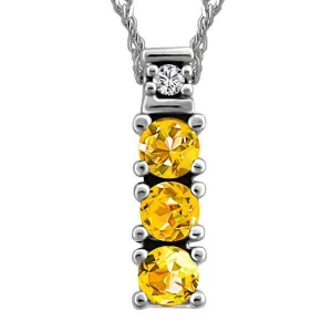 White Gold Diamond & Citrine Pendant