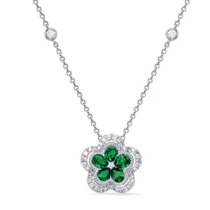White Gold Diamond & Emerald Necklace