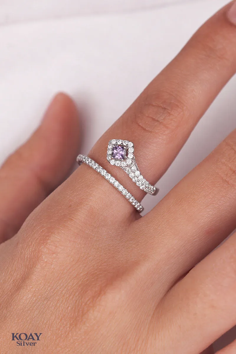 Zircon Double Layer Ring (045-Purple)
